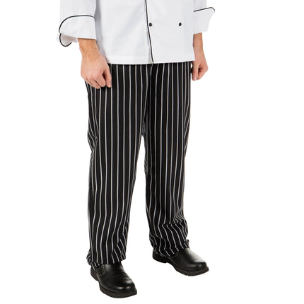 Quần bếp unisex sọc phấn đen Mercer Culinary Millennia M60030BCS - L
