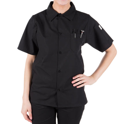 Áo đầu bếp poly-cotton màu đen Mercer Culinary size S