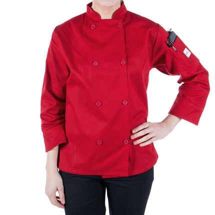 Áo bếp nữ dài tay Mercer Culinary Millennia màu đỏ size 2XL