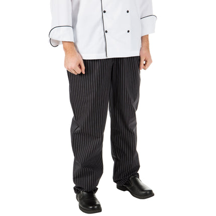 Quần bếp unisex Mercer Culinary Millennia đen sọc mảnh M60030BFP - 1XL