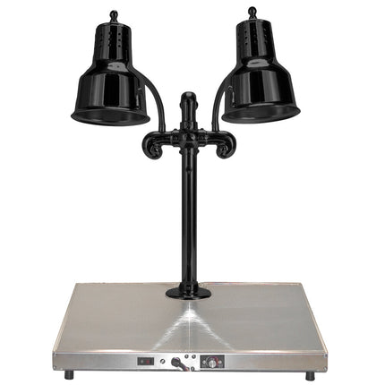Trạm cắt thịt đèn sưởi đôi Hanson Heat Lamps DLM/HB/B/2024 51 x 61 cm màu đen với đế sưởi thép không gỉ - 220V