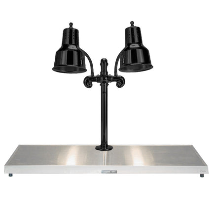 Trạm cắt thịt đèn nhiệt hai bóng đen Hanson Heat Lamps DLM/HB/B/2036 51 x 91 cm với đế inox làm nóng - 120V