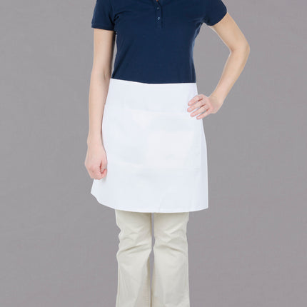 Tạp dề bistro ngắn vải poly-cotton có thể tùy chỉnh Chef Revival trắng, 2 túi
