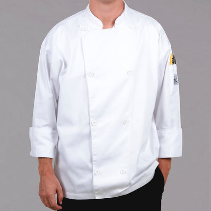 Áo bếp tay dài unisex Chef Revival Silver J002 trắng in tùy chỉnh nút logo bếp - 2X