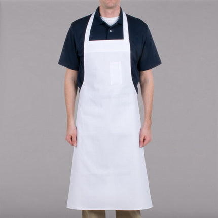 Tạp dề yếm vải cotton tiết kiệm có thể tùy chỉnh Chef Revival trắng, túi đựng bút