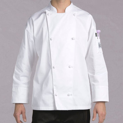 Áo bếp tay dài unisex Chef Revival Silver J003 trắng in tùy chỉnh nút thắt vải - 2X