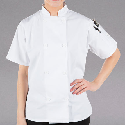 Áo bếp tay ngắn nữ Mercer Culinary Millennia M60023WH màu trắng tùy chỉnh - cỡ 2X
