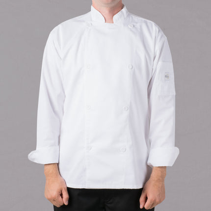 Áo đầu bếp tay dài nhẹ tùy chỉnh trắng Mercer Culinary Genesis M61010WH unisex - 2X