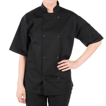 Áo bếp Mercer Culinary Millennia® unisex đen tùy chỉnh áo bếp tay ngắn M60013BK - L