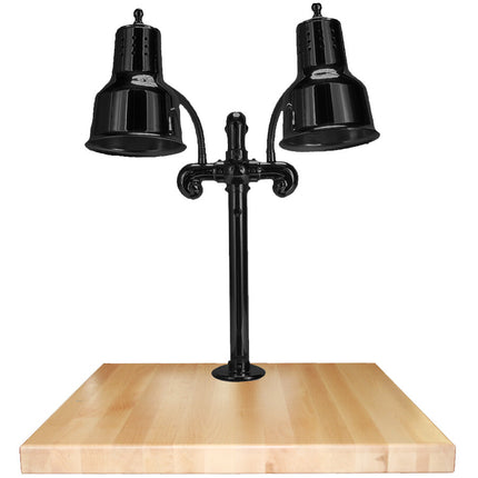 Trạm cắt thịt Hanson Heat Lamps đèn sưởi đôi 61 x 51 cm màu đen đế gỗ phong