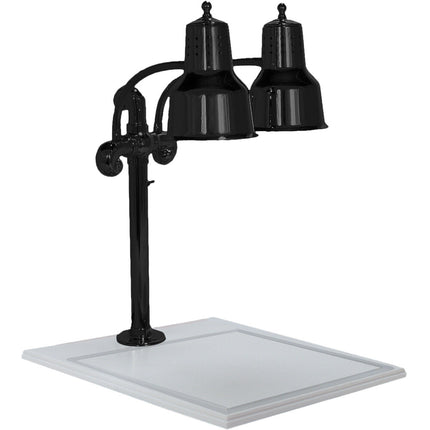 Trạm cắt thịt đèn hồng ngoại đôi màu đen đế trắng Hanson Heat Lamps DLM/WB/B 46 x 51 cm