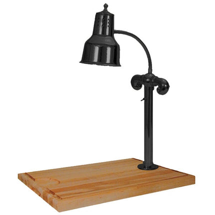 Trạm lọc thịt Hanson đèn sưởi SLM/MB-2418/B một bóng 50,8 cm x 45,7 cm đen với đế gỗ phong