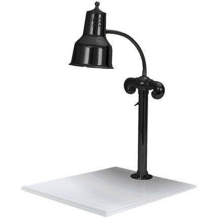 Trạm cắt thịt đèn nhiệt một bóng đen Hanson Heat Lamps SLM/WB/B 46 x 51 cm với đế trắng đặc