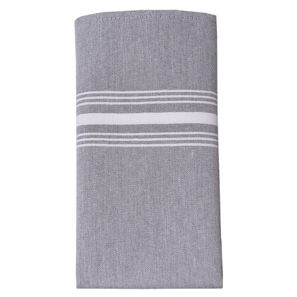 Khăn ăn đen bằng polyester sọc chambray Snap Drape 46 cm x 56 cm - Gói 12 cái