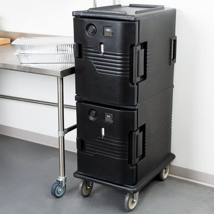 Thùng giữ nhiệt thực phẩm Cambro UPCH800110 Ultra Camcart® đen điện Hot thực phẩm tủ giữ nóng in Fahrenheit - 110V
