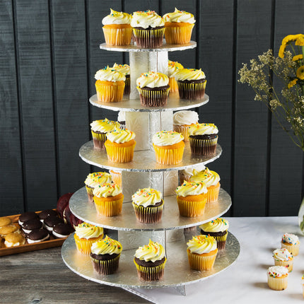 Giá trưng bày cupcake 5 tầng dùng một lần bạc Enjay CS-5T-SILVER - Thùng 6 cái