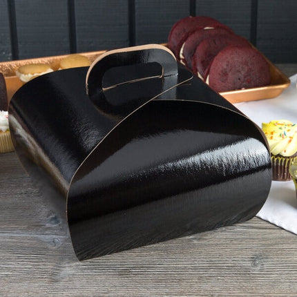 Hộp cupcake tulip Enjay B-TULIPQUADBLACK 20,3 x 20,3 x 16,5 cm đen kèm khay lót 4 ngăn - Thùng 100 cái