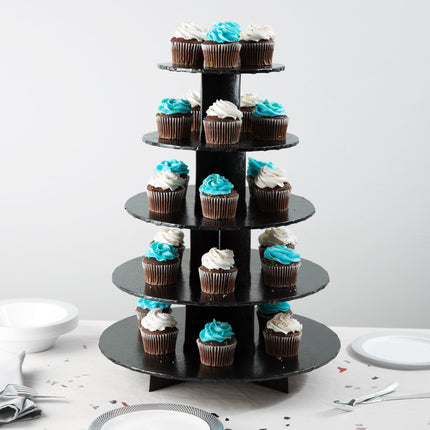 Kệ trưng bày cupcake 5 tầng dùng một lần Enjay CS-5T-BLACK màu đen - Thùng 6 cái