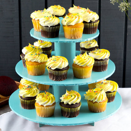 Kệ bánh cupcake dùng một lần 3 tầng Enjay CS-BLUE màu xanh - Thùng 6 cái