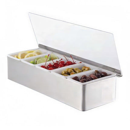 Khay Đựng Garnish Quầy Bar American Metalcraft CD5 5 Ngăn - Nắp Phẳng Bản Lề