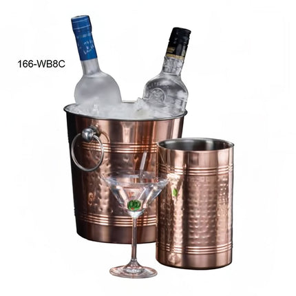 Xô Đựng Rượu Vang American Metalcraft WB8C 21.3 cm Hoàn Thiện Vân Búa Đồng/Thép Không Gỉ