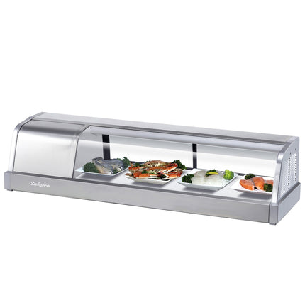 Tủ trưng bày sushi làm lạnh kính cong inox Turbo Air SAK-50L-N 127 cm - máy nén bên trái