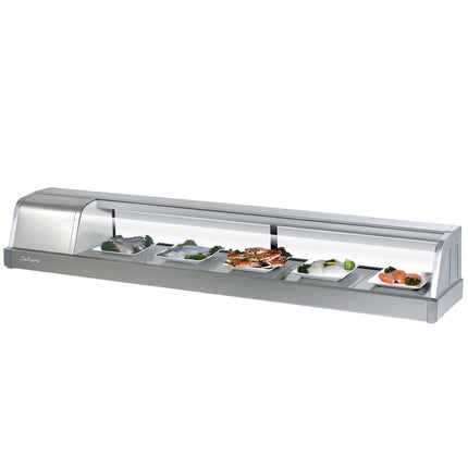 Tủ mát trưng bày sushi kính cong thép không gỉ Turbo Air SAK70L-N 178 cm - máy nén bên trái