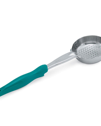Muỗng Múc Tròn Có Lỗ Vollrath 6432655 177 ml Tay Cầm Nylon Xanh Mòng Két Hạng Nặng Thép Không Gỉ