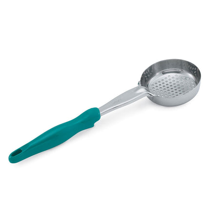 Muỗng Múc Tròn Có Lỗ Vollrath 6432655 177 ml Tay Cầm Nylon Xanh Mòng Két Hạng Nặng Thép Không Gỉ