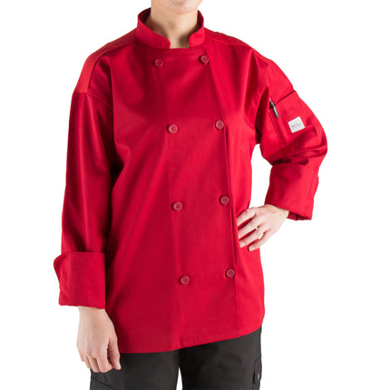 Áo bếp unisex tay dài lưng lưới Mercer Culinary Millennia Air M60017RD đỏ, tùy chỉnh - size 2XL