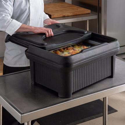 Thùng giữ nhiệt vận chuyển khay thực phẩm nạp từ trên, sâu 15 cm, nắp trượt Carlisle Cateraide Slide 'N Seal XT160003 mà