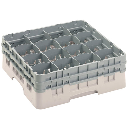 Giá đựng ly 16 ngăn màu be Cambro Camrack 16S534184 cỡ đầy đủ cao 15,6 cm