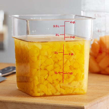 Hộp đựng thực phẩm nhựa polycarbonate vuông trong suốt Cambro CamSquares® Classic 3,8 lít 4SFSCW-135