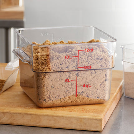 Hộp đựng thực phẩm nhựa polycarbonate vuông trong suốt Cambro CamSquares® Classic 11,4 lít 12SFSCW