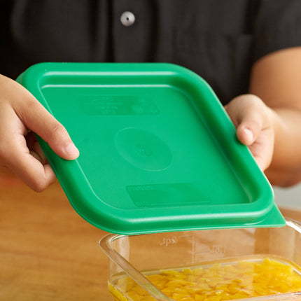 Nắp hộp đựng thực phẩm nhựa polyethylene vuông xanh lá Cambro CamSquares® 1,9 và 3,8 lít