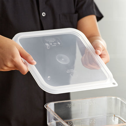 Nắp kín hộp đựng thực phẩm nhựa PP vuông trong mờ Cambro CamSquares® 5,7 và 7,6 lít
