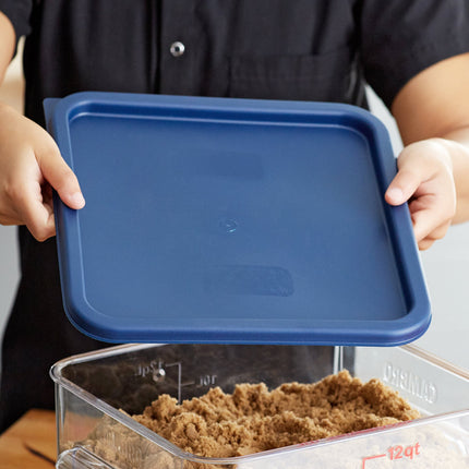 Nắp hộp đựng thực phẩm nhựa polyethylene vuông xanh dương Cambro CamSquares® 11,4, 17 và 20,8 lít