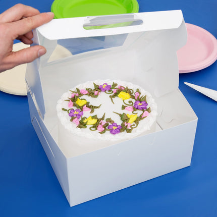 Hộp giấy đựng bánh có cửa sổ màu trắng 25 x 25 x 13 cm - Gói 10 cái