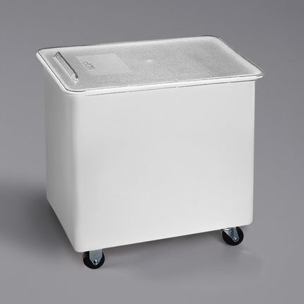 Thùng đựng nguyên liệu di động nắp phẳng trượt Carlisle BIN3602 136 lít / 575 cup màu trắng