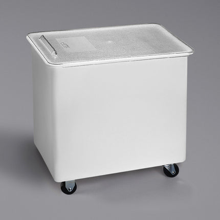 Thùng đựng nguyên liệu di động nắp phẳng trượt Carlisle BIN4402 167 lít / 700 cup màu trắng
