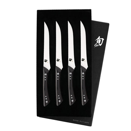 Bộ Dao Steak Shun DMS0430 4 Cây Cán Gỗ PakkaWood Màu Mun Thép Không Gỉ