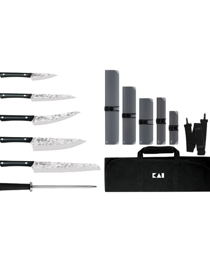 Bộ Dao Shun 7 Món Gồm 5 Dao 1 Que Mài Kèm Túi Cuộn (HTS0799)