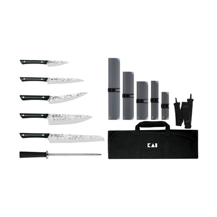 Bộ Dao Shun 7 Món Gồm 5 Dao 1 Que Mài Kèm Túi Cuộn (HTS0799)