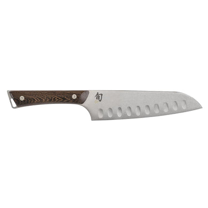Dao Santoku Shun SWT0718 17.8 cm Lưỡi Rỗng Cán Gỗ Tagayasan Thép Không Gỉ