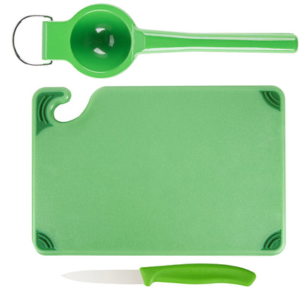 Bộ thớt bar xanh lá và dụng cụ sơ chế chanh xanh Saf-T-Grip 23 x 15 x 1 cm