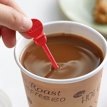 Que khuấy kiêm nút chặn đồ uống màu đỏ Royal Paper Stix To Go STIRSTIX-A 12 cm - Gói 200 cái