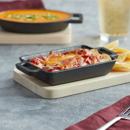 Đĩa nướng casserole gang mini chữ nhật đã tôi dầu Valor 296 ml