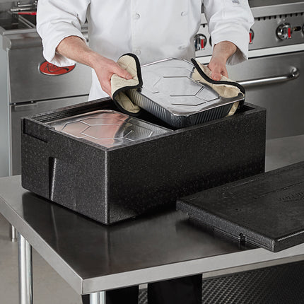 Thùng giữ nhiệt vận chuyển khay thực phẩm nhựa EPP nạp từ trên Vollrath màu đen - Chứa tối đa 1 khay full size sâu 15 cm