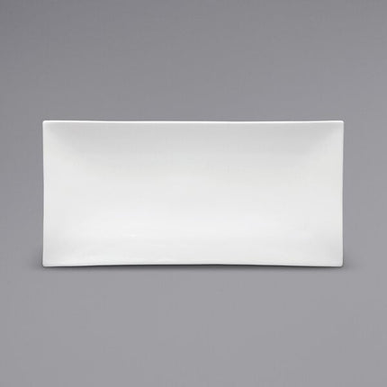 Đĩa sushi sứ hình chữ nhật viền cuộn Oneida Buffalo Bright White Ware by 1880 Hospitality F8010000873 33 x 16 cm - Thùng