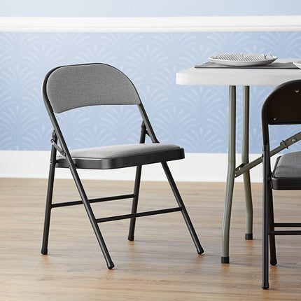 Ghế gấp bọc vải xám đậm nệm ngồi Lancaster Table & Seating